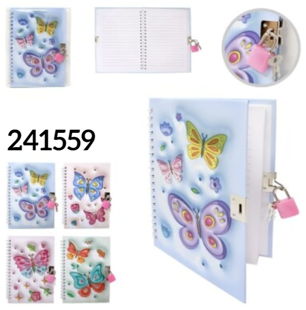 DIARIO ANILLAS CANDADO MARIPOSAS