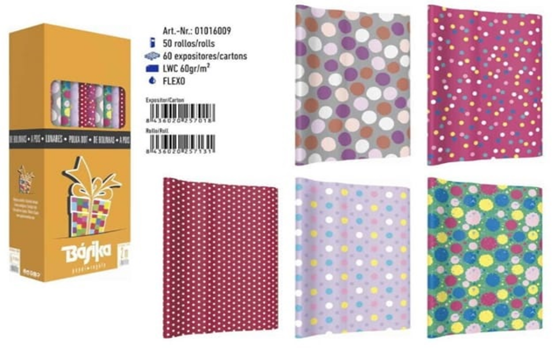 PAPEL DE REGALO LUNARES 70cmx2m (50)