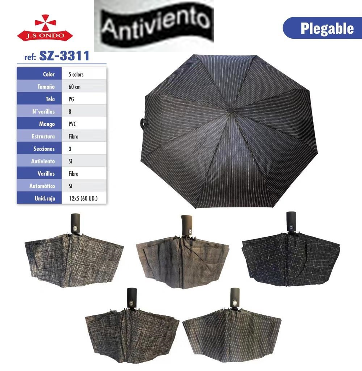 PARAGUAS CRO. PLEGABLE DECORADO POMO