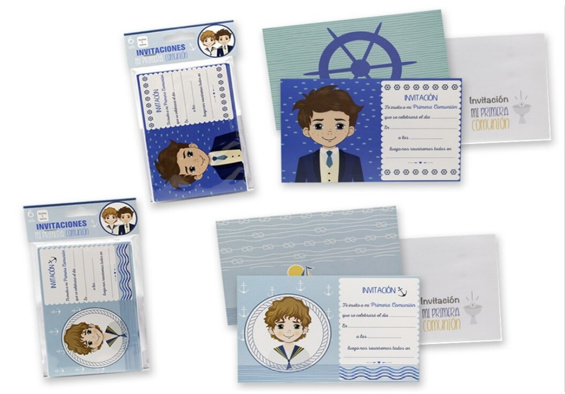 INVITACIONES COMUNION NIÑO 6ud