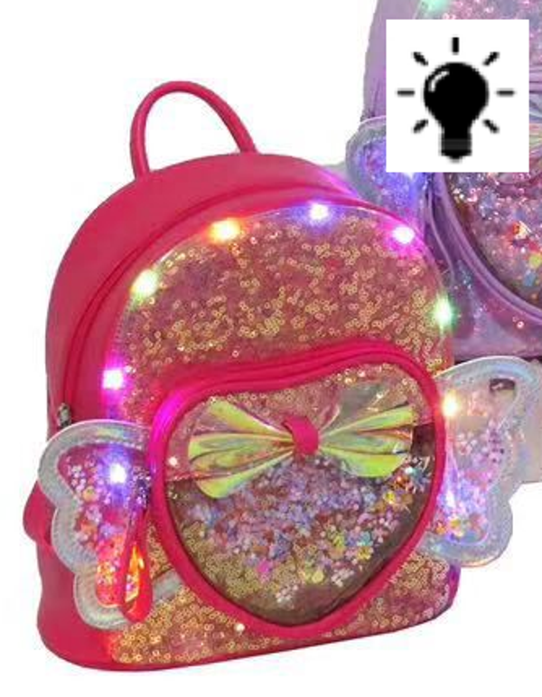 MOCHILA PASEO BRILLO MARIPOSA LUZ