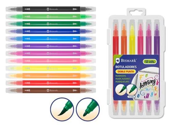 ROTULADOR LETTERING 12pz DOBLE PUNTA BISMARK