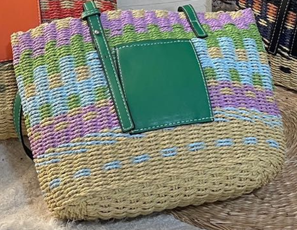 BOLSO CAPAZO MIMBRE COLORES 32x27cm