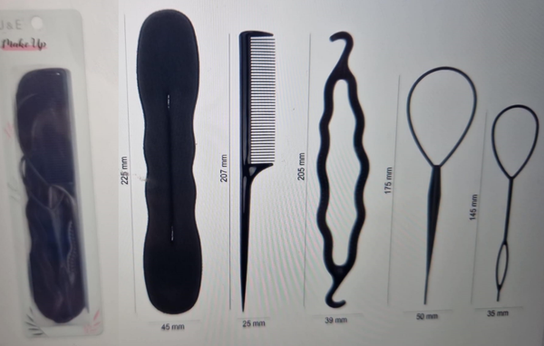 SET PEINE+ACCESORIOS PELO 5pz BLISTER