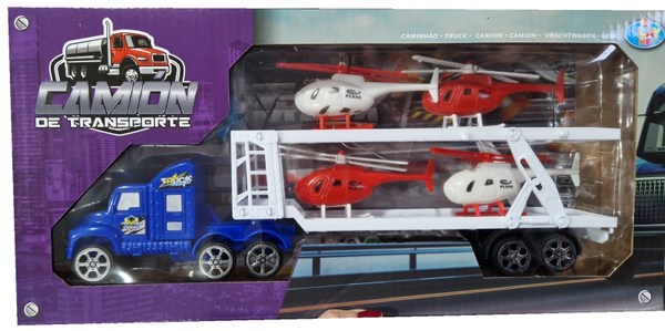 CAMION REMOLQUE HELICOPTEROS CAJA 37x17cm