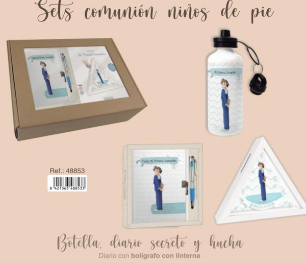 CONJUNTO DIARIO+BOTELLA+HUCHA COMUNION NIÑO