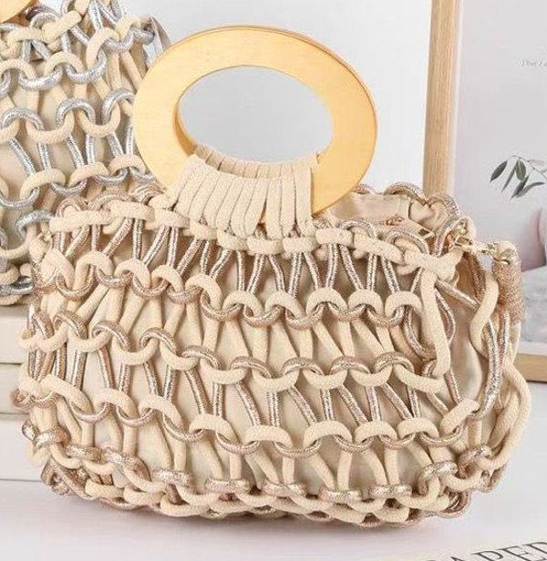 -BOLSO RECTANGULAR CALADO ASA MADERA 33x25cm