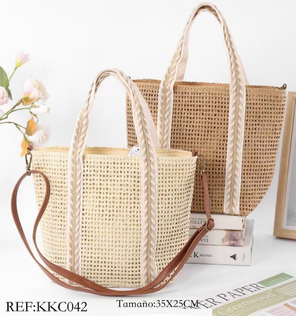 -BOLSO CUADRADO RATTAN ASA 35x25cm