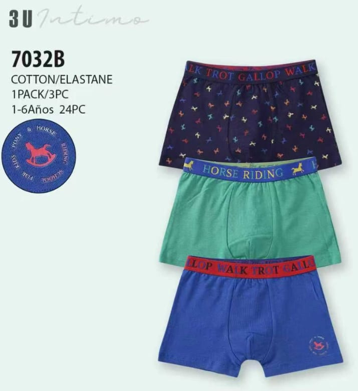 CALZONCILLO INF. BOXER ALGODON TRESS #7032 1-6años (24)