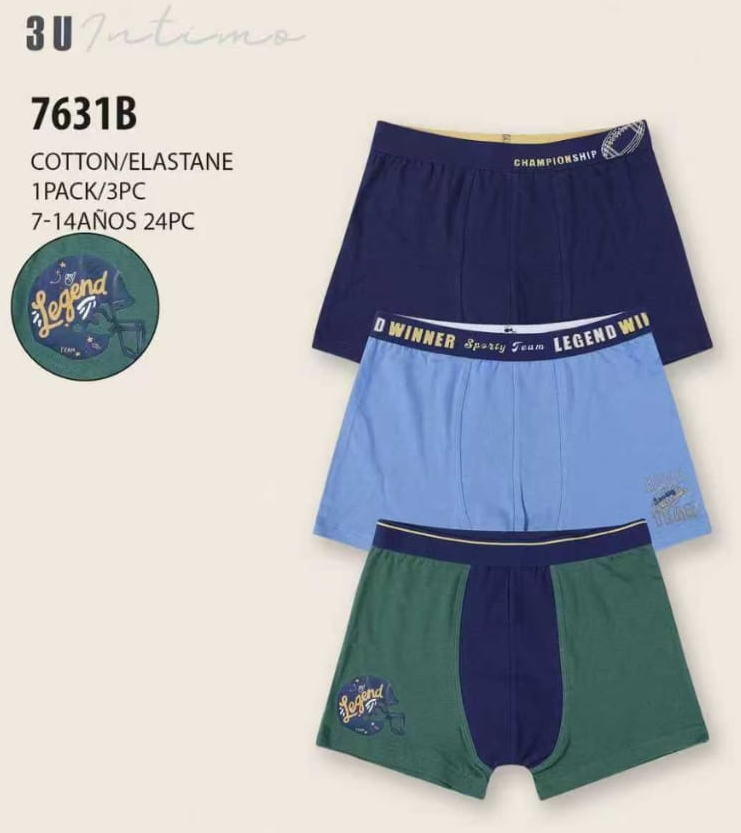 CALZONCILLO INF. BOXER ALGODON TRESS #7631 7-14años (24)