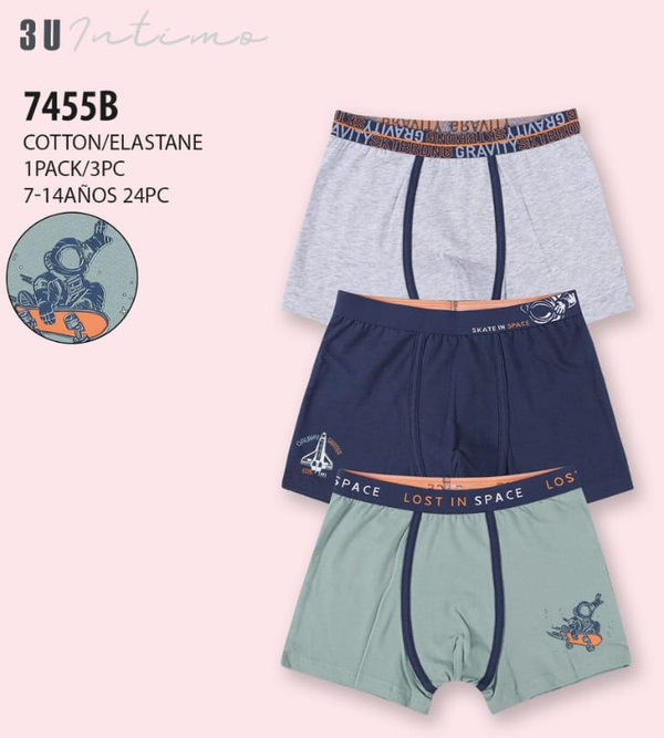 CALZONCILLO INF. BOXER ALGODON TRESS #7455 7-14años (24)