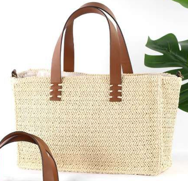 -BOLSO RECTANGULAR RATTAN LISO 34x23cm