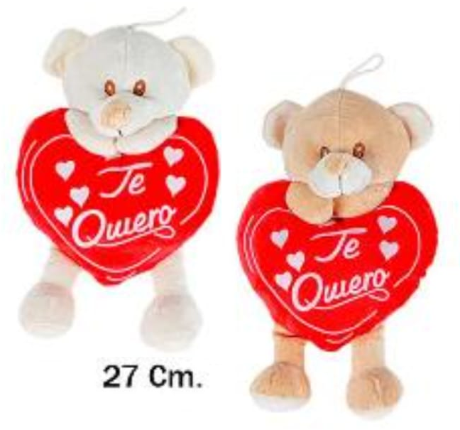 ANIMAL PELUCHE SAN VALENTIN COLGAR 27cm