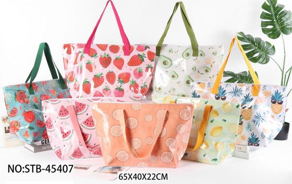 BOLSO PLAYA CHAROL FRUTAS 65x40cm