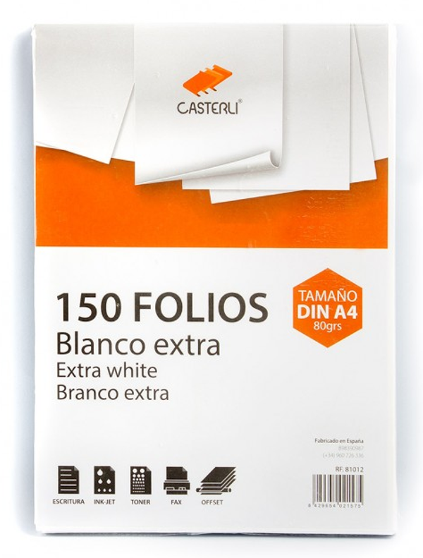 PAPEL DIN-A4 80gr 150h