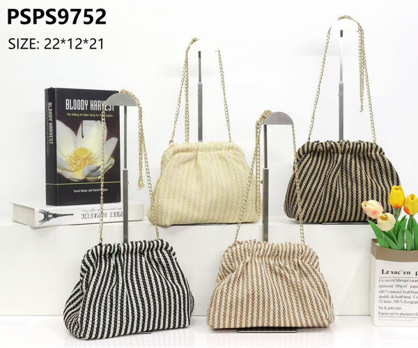 BOLSO CUADRADO TEJIDO LISTAS 22x21cm