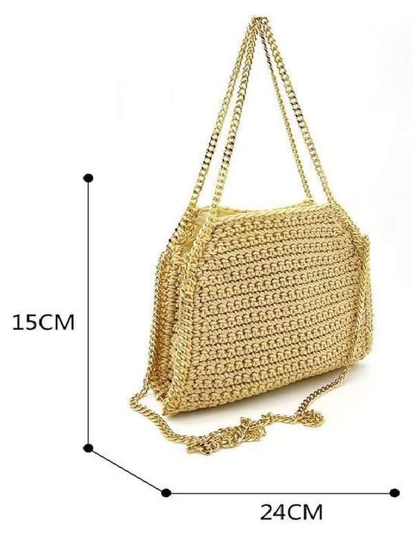 -BOLSO RATTAN CUADRADO CADENA 24x15cm