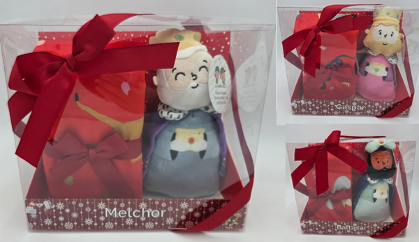 PELUCHE NAVIDAD REYES MAGOS+MANTA CAJA