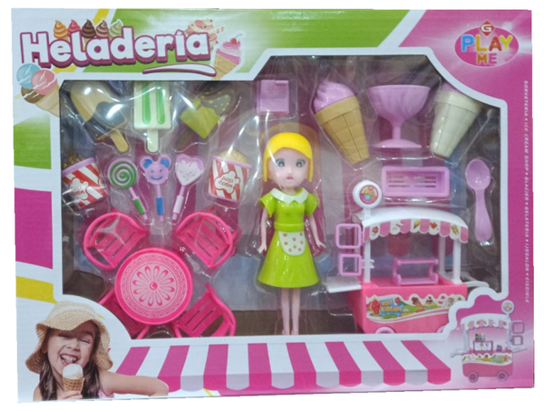 SET MUÑECA HELADERIA CAJA 39x29cm