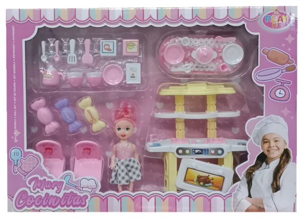 SET MUÑECA MARY COCINITAS CAJA 39x29cm