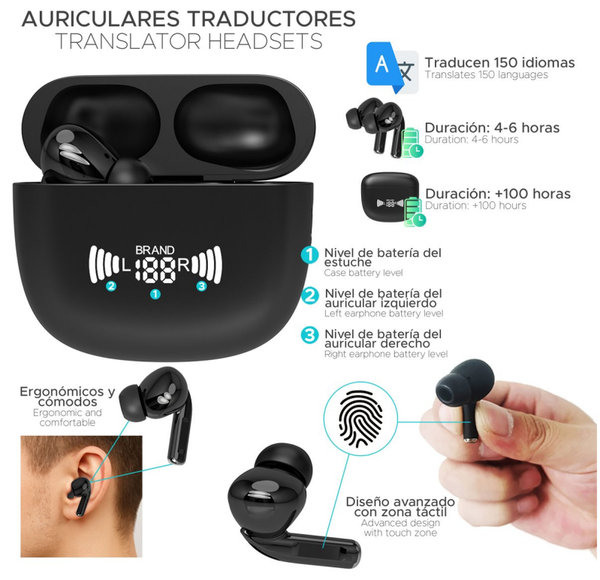 AURICULAR BOTON INALAMBRICO TRADUCTOR