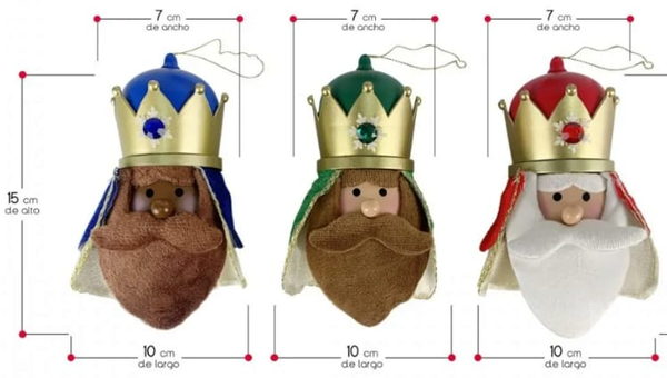 FIGURA COLGANTE REYES MAGOS CON LUZ