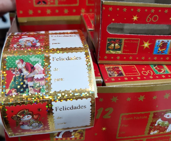 ETIQUETAS ADHESIVAS NAVIDAD 60ud ROLLO