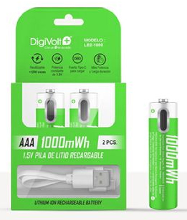 PILAS R3/AAA RECARGABLES TIPO C 2ud DIGIVOLT