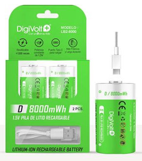 PILAS R20/D RECARGABLES TIPO C 2ud DIGIVOLT