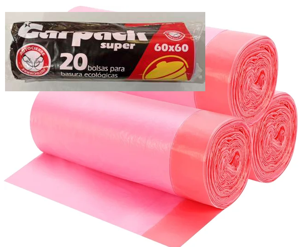 BOLSAS BASURA ROSA 60x60cm 20ud GARPACK