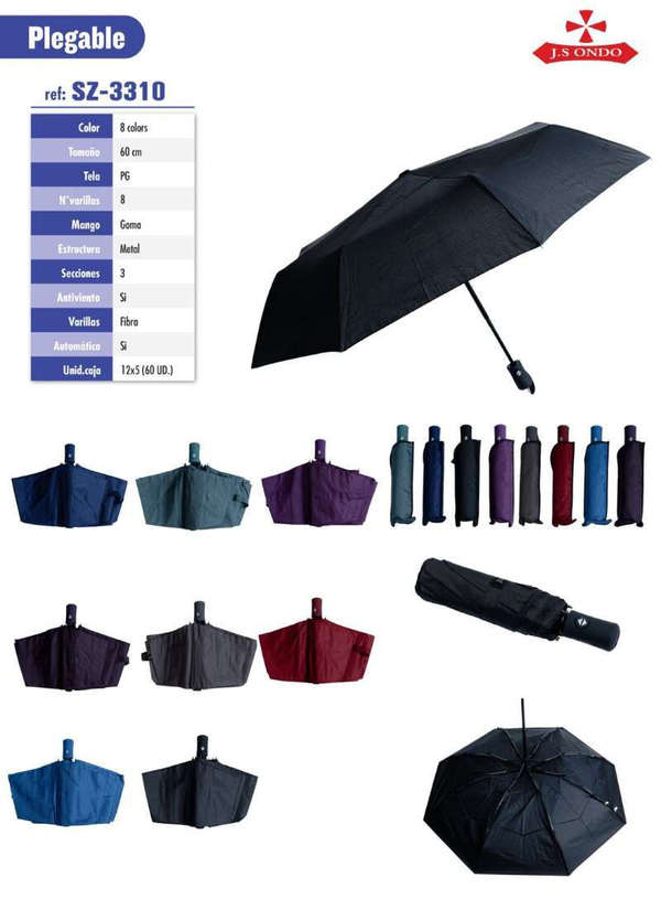 PARAGUAS UNISEX PLEGABLE POMO LISO