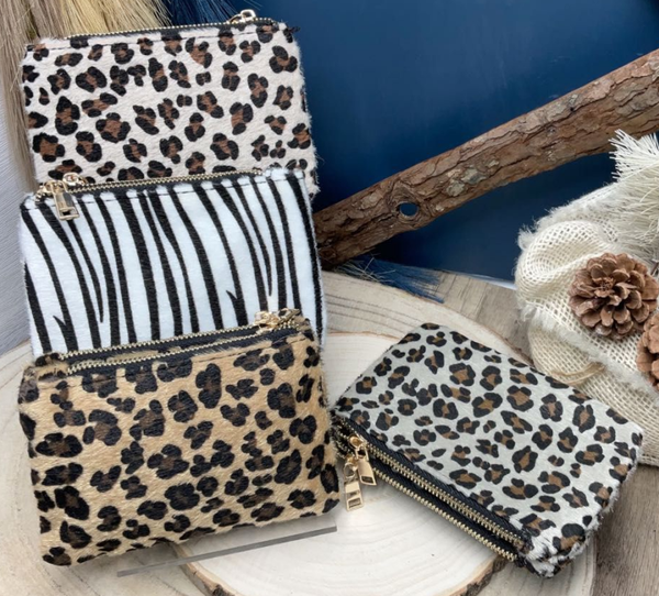 CARTERA BOLSITO LEOPARDO 2CREMALLERAS 18x11cm