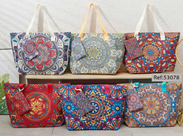 BOLSO PLAYA DECORADO 57x37cm