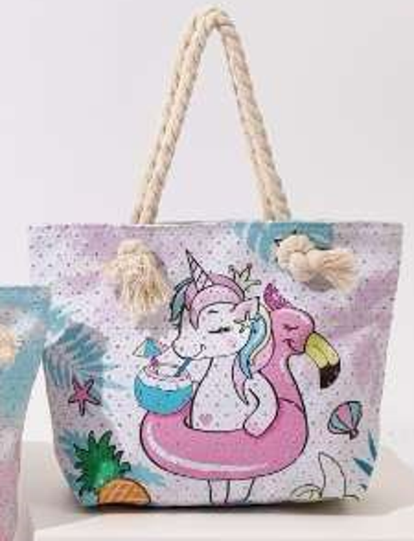 BOLSO PLAYA UNICORNIOS 56x36cm