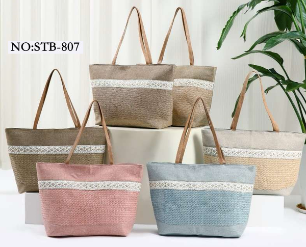 BOLSO PLAYA RATTAN ADORNOS 60x40cm
