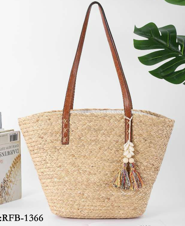 BOLSO CAPAZO MIMBRE BORLA 50x30cm