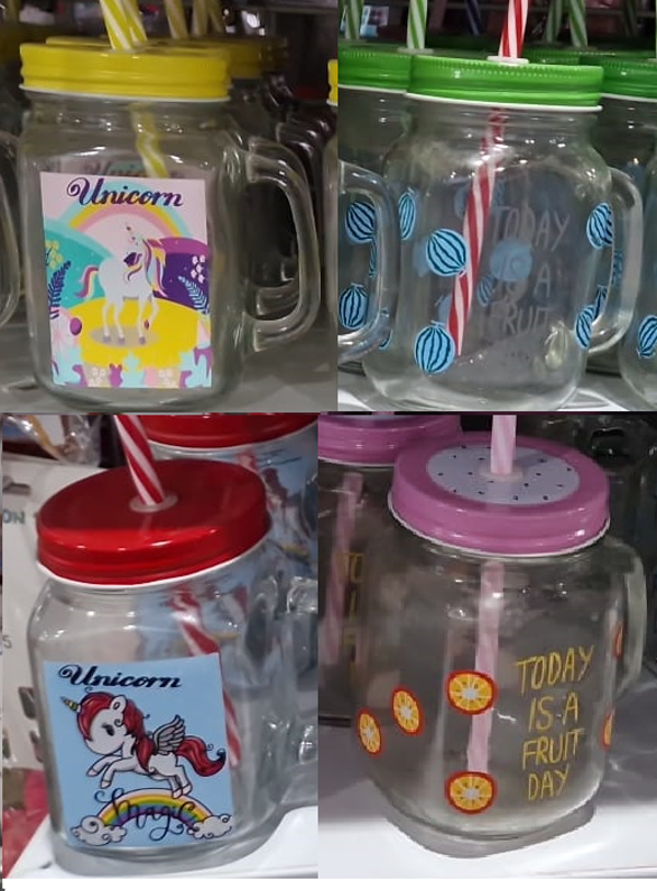 JARRA CRISTAL DECORADA CON PAJITA 450ml