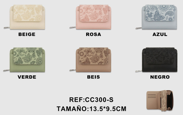 CARTERA SRA. CUADRADA REPUJADA 14x10cm