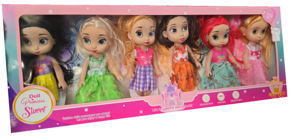 MUÑECAS MINI PRINCESS 6ud CAJA