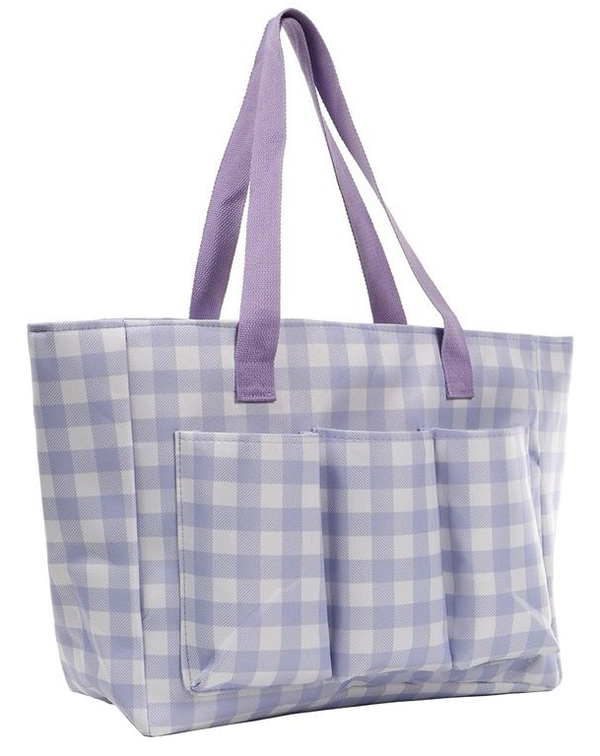 BOLSO PLAYA CUADROS BOLSILLOS 54x33cm
