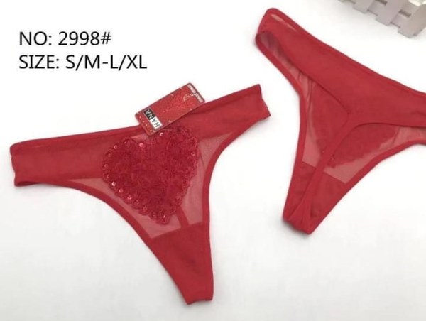 TANGA SRA. ALGODON CORAZON ROJO (24)