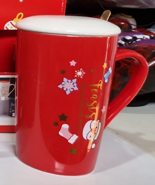 TAZA CERAMICA TAPA+CUCHARA NAVIDAD 4SURTIDAS