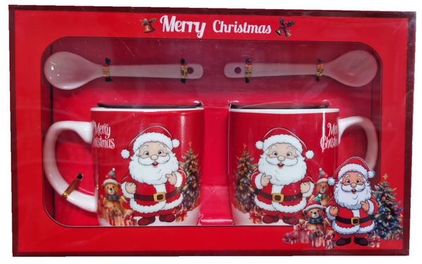 TAZA CERAMICA+CUCHARAS NAVIDAD 2pz CAJA