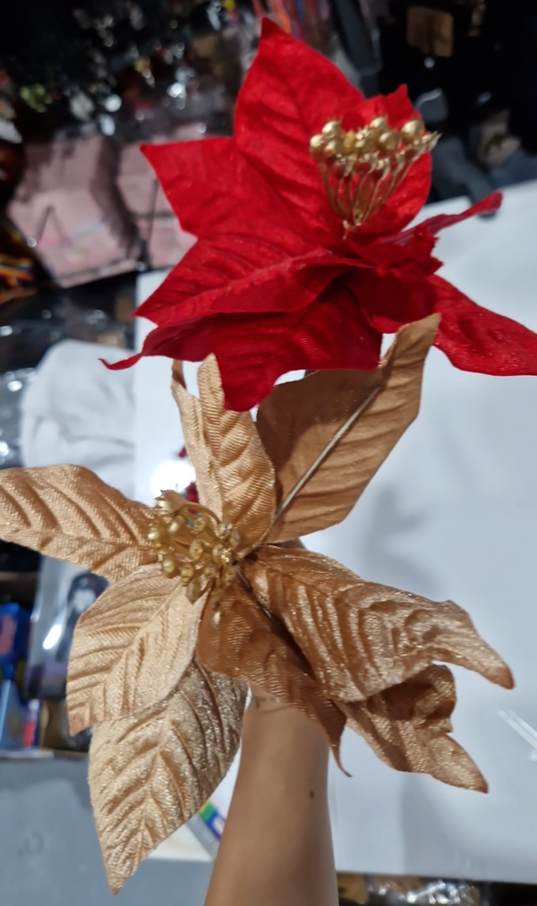 VARA PONSETIA ROJA DORADA 21cm