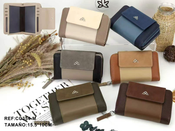 CARTERA SRA. ALARGADA BICOLOR 16x10cm