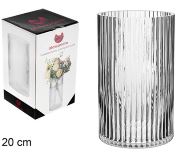 FLORERO CRISTAL CON RELIEVE 20cm