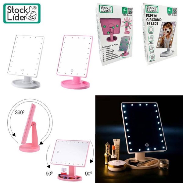 ESPEJO 16LED SOBREMESA GIRATORIO