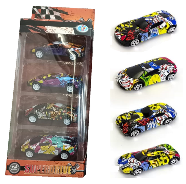 COCHES GRAFITTY SUPER DRIVE 4ud CAJA