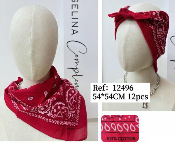 PAÑUELO BANDANA ALGODON 54x54cm 4SURTIDOS (12)