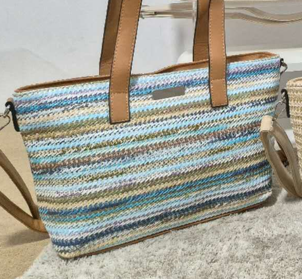 -BOLSO RECTANGULAR RATTAN COLORES 34x22cm